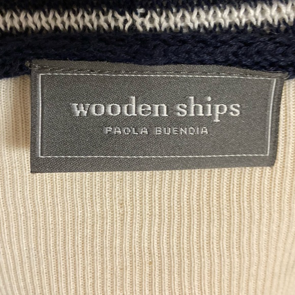 Wooden Ships Slouchy Navy and White Striped Sweater - Picture 6 of 7